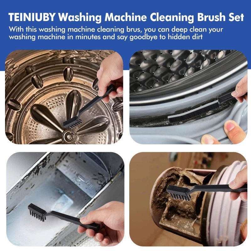 Teiniuby 6 Pcs Washing Machine Cleaning Brush Kits,Front Load Washer Cleaner Brushes Tools -1 Pcs Drum Laundry Cleaning Brush and 5 Pcs Crevice Cleaning Brushes for Tight Spaces and Washer Rubber Seal - Image 5